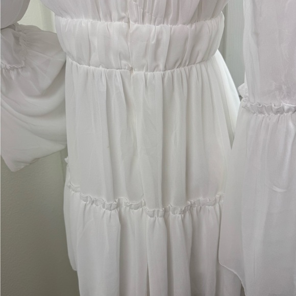 Miss ORD White V-neck Ruffle Hem Vacation Dress Size Small. A37 - Picture 11 of 13